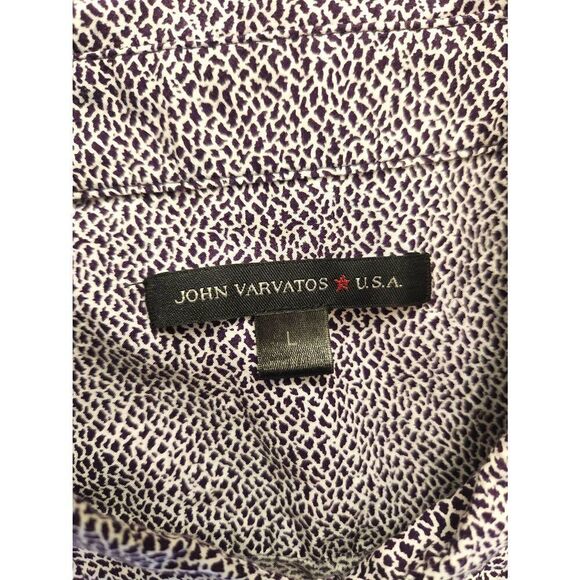 John Varvatos button up Men's size Large short sleeve black white abstract - Picture 8 of 10
